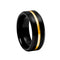 London Manori Black Tungsten Ring with Yellow Gold Grooved Center